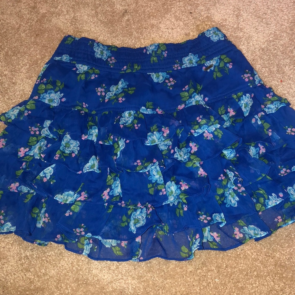 Hollister blue floral mini skirt